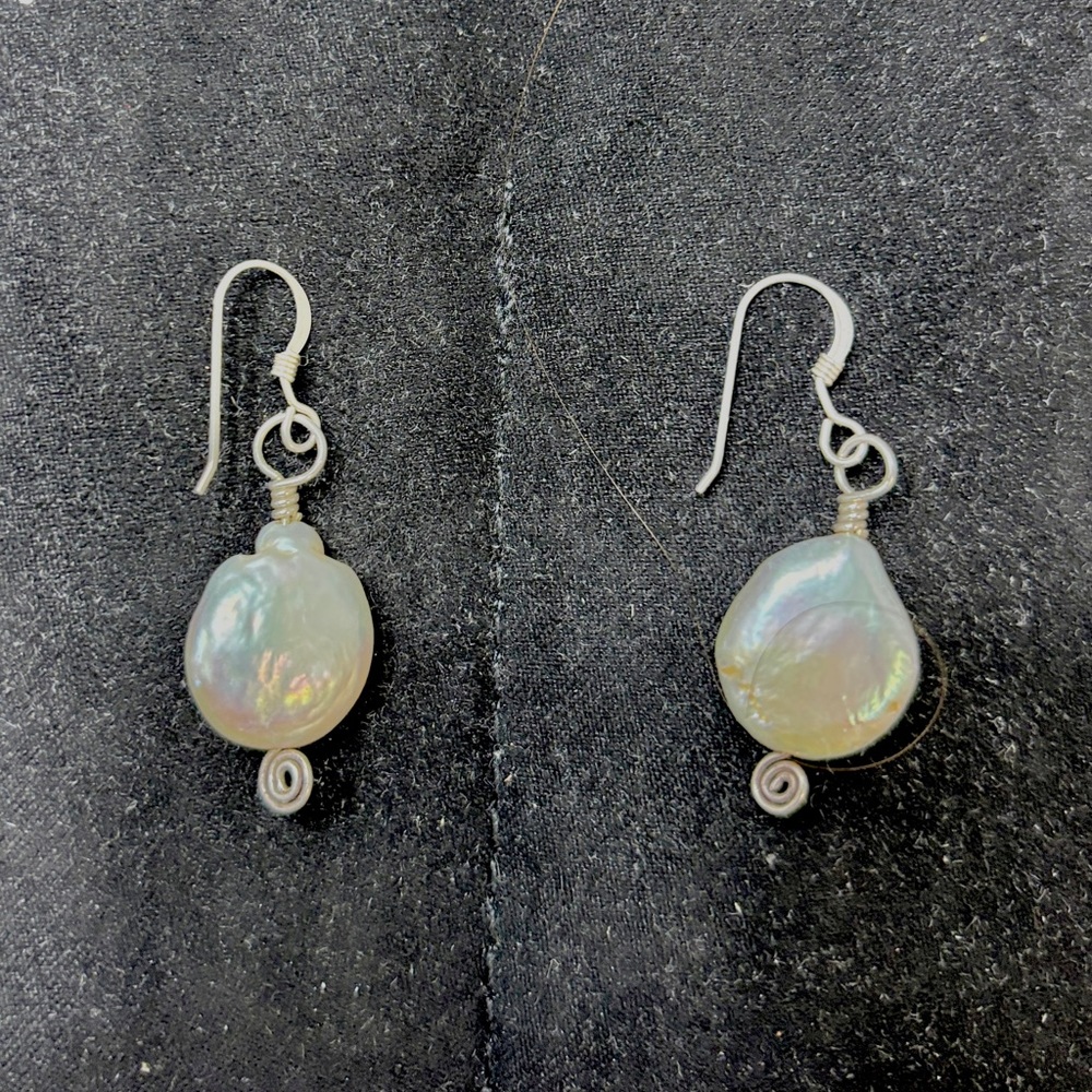 Artisan pearl and sterling earrings